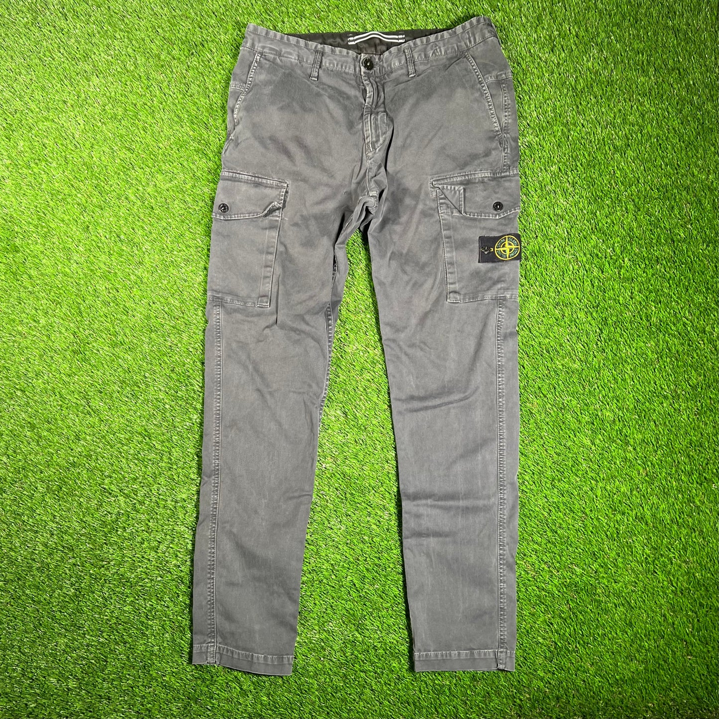 Stone Island Grey Compass Motif Cargo Pants Size 33 USED x15918