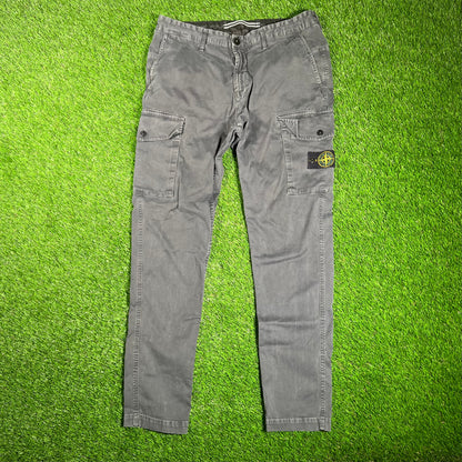 Stone Island Grey Compass Motif Cargo Pants Size 33 USED x15918