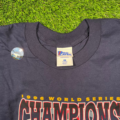 1996 Yankees World Champs Trophy Series Navy Blue Tee Size XL NEW v18527