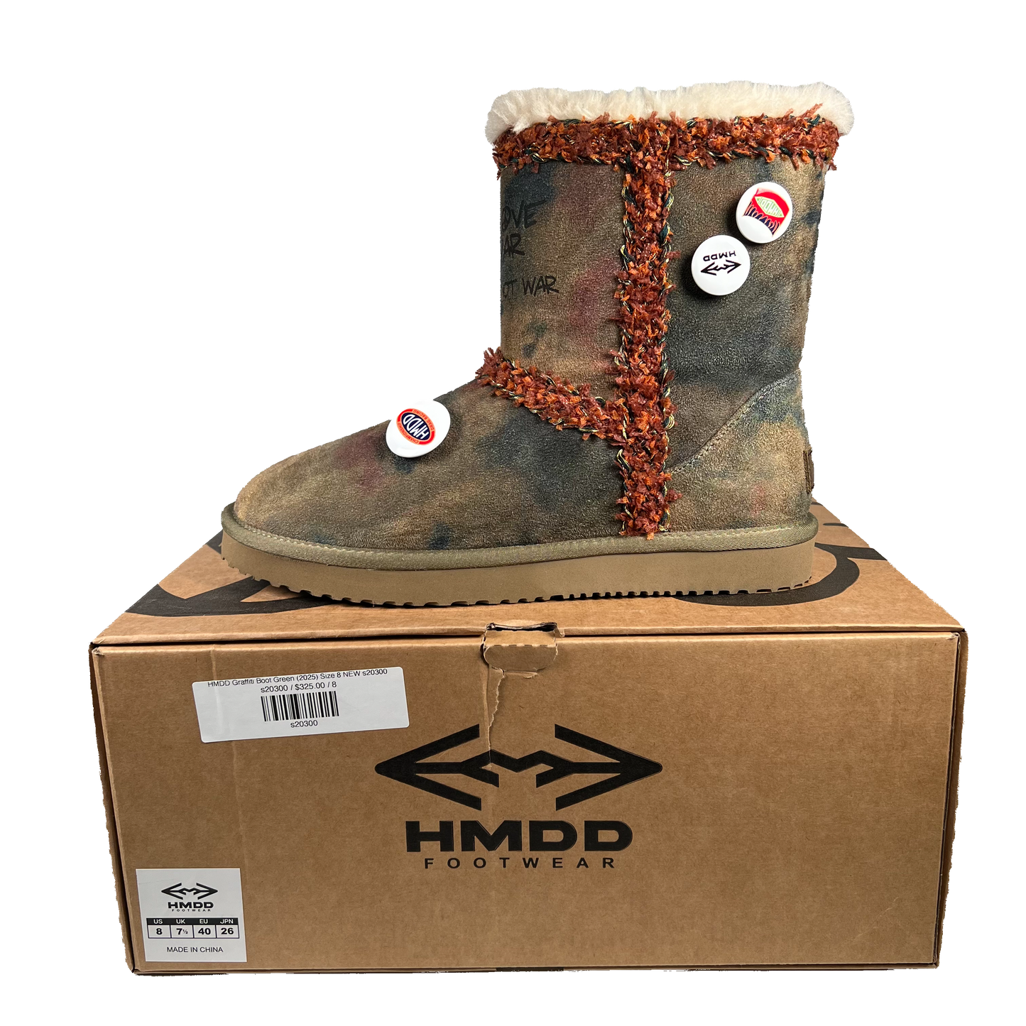 HMDD Graffiti Boot Green (2025) Size 8 NEW s20300