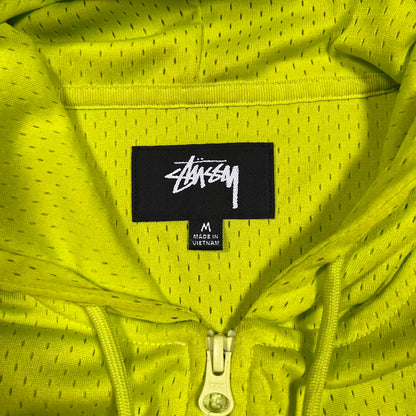 Stussy Athletic Safety Green Mesh Zip Up Hoodie Size Medium USED x18760