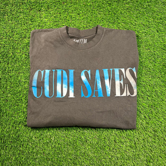 Kid Cudi Batized 2019 Cudi Saves Washed Grey Tee Size Medium USED x16580