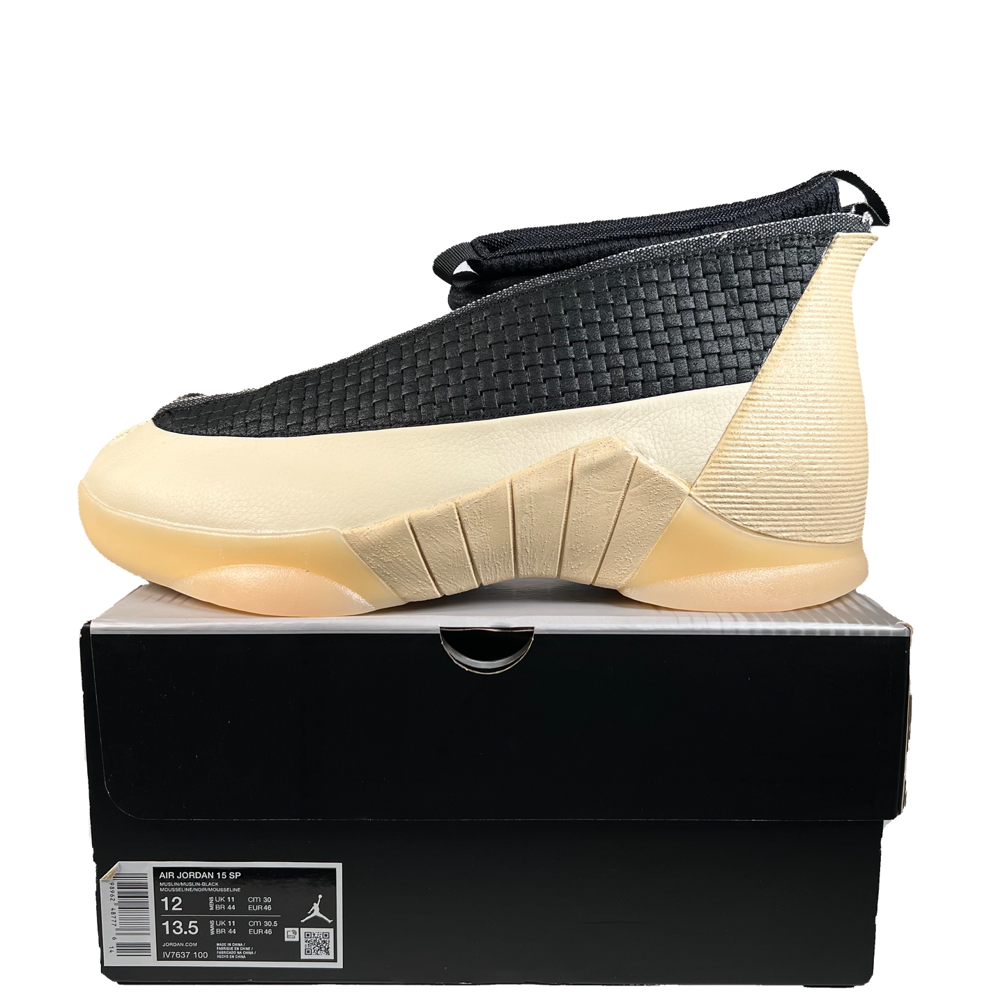 Jordan 15-23RE Black Muslin (2026) Size 12 NEW s22557