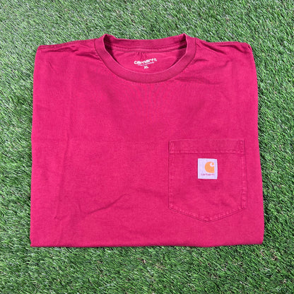 Carhartt Maroon Pocket Tee Size XL USED v18008