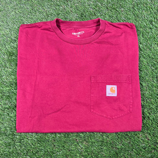 Carhartt Maroon Pocket Tee Size XL USED v18008