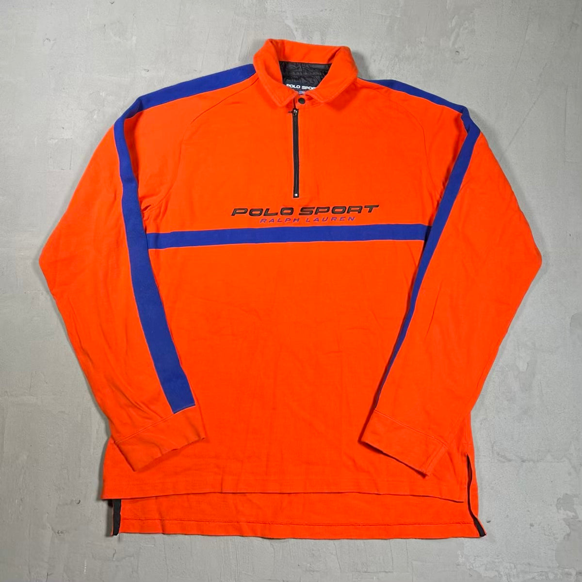 Y2K Polo Sport Raloh Lauren Half Zip Orange Longsleeve Size Large USED v20353