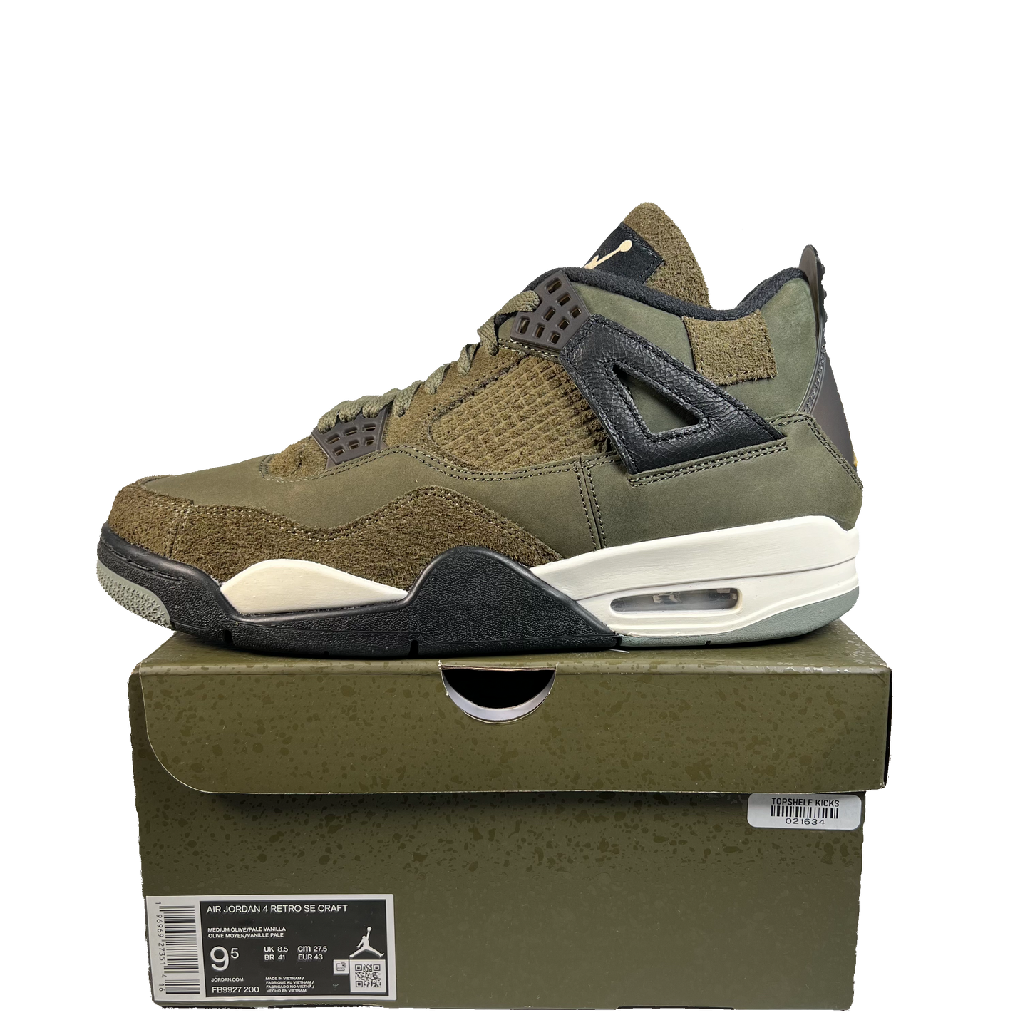 Jordan 4 Craft Medium Olive (2023) Size 9.5 USED s21321