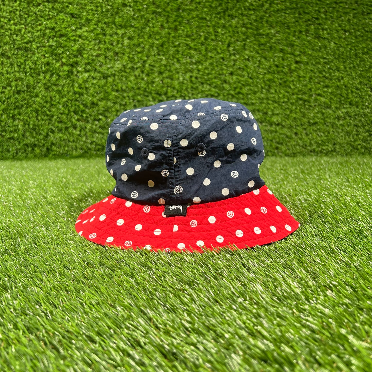Stussy Blue and Red Polka Dot Bucket Hat One Size USED x15728