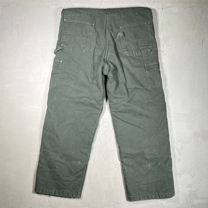 1990s Carhartt Double Knee Olive Green Workwear Overalls Size 38x30 USED v20189
