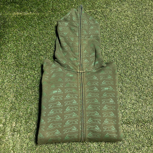 Icecream X Huf Green Logo Zip Up Hoodie Size Large USED x14158