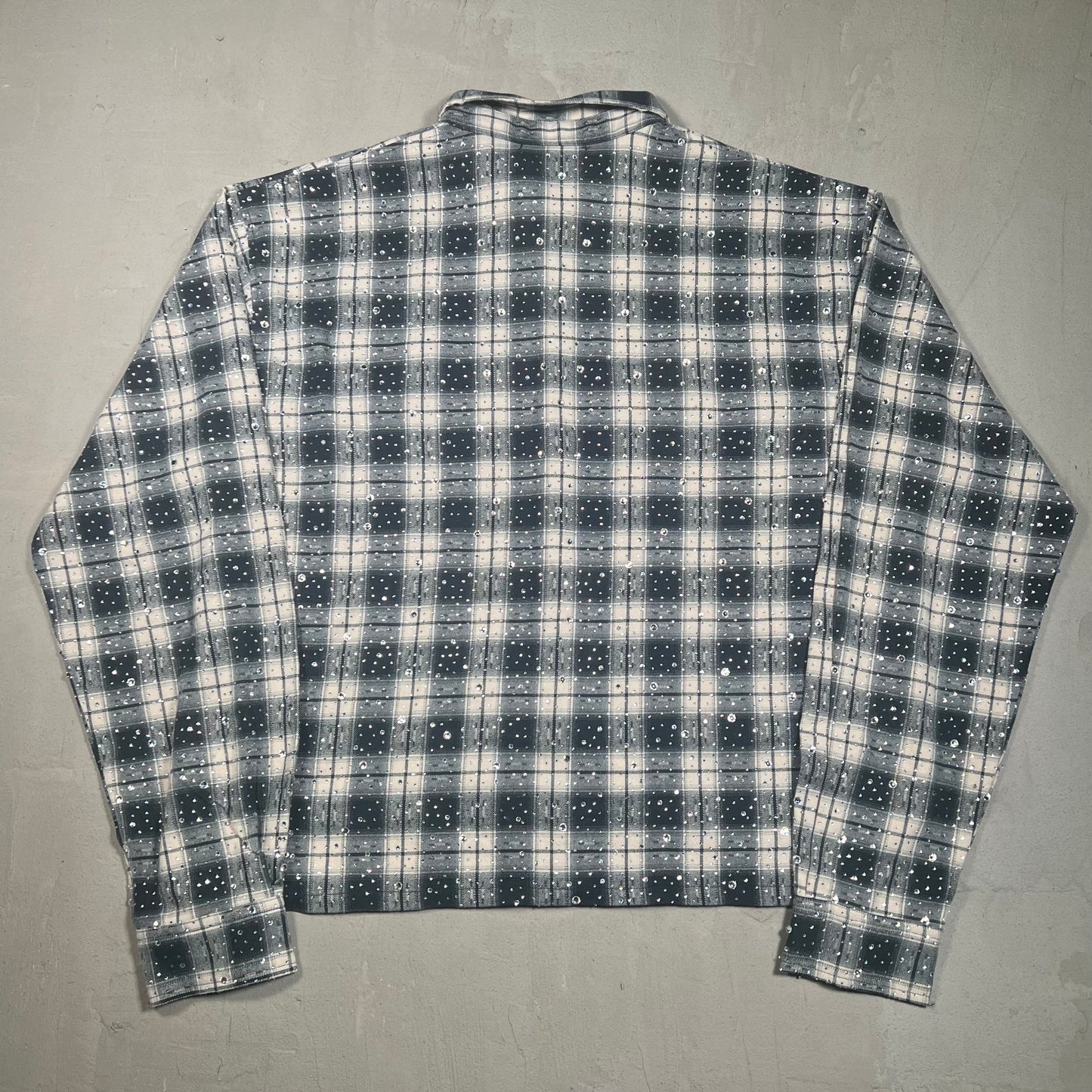 Vale Blue/White Plaid Rhinestone Button Up Longsleeve Size XL USED x17460
