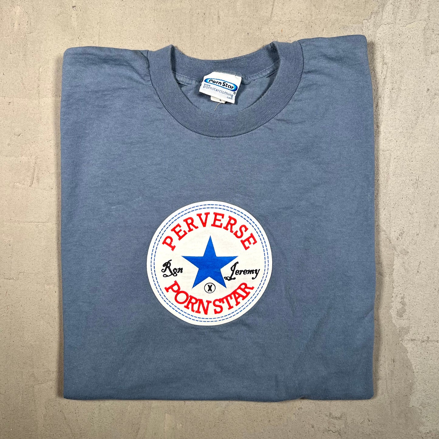 1990s Porn Star Ron Jeremy Perverse Blue Tee Size Large USED v17126