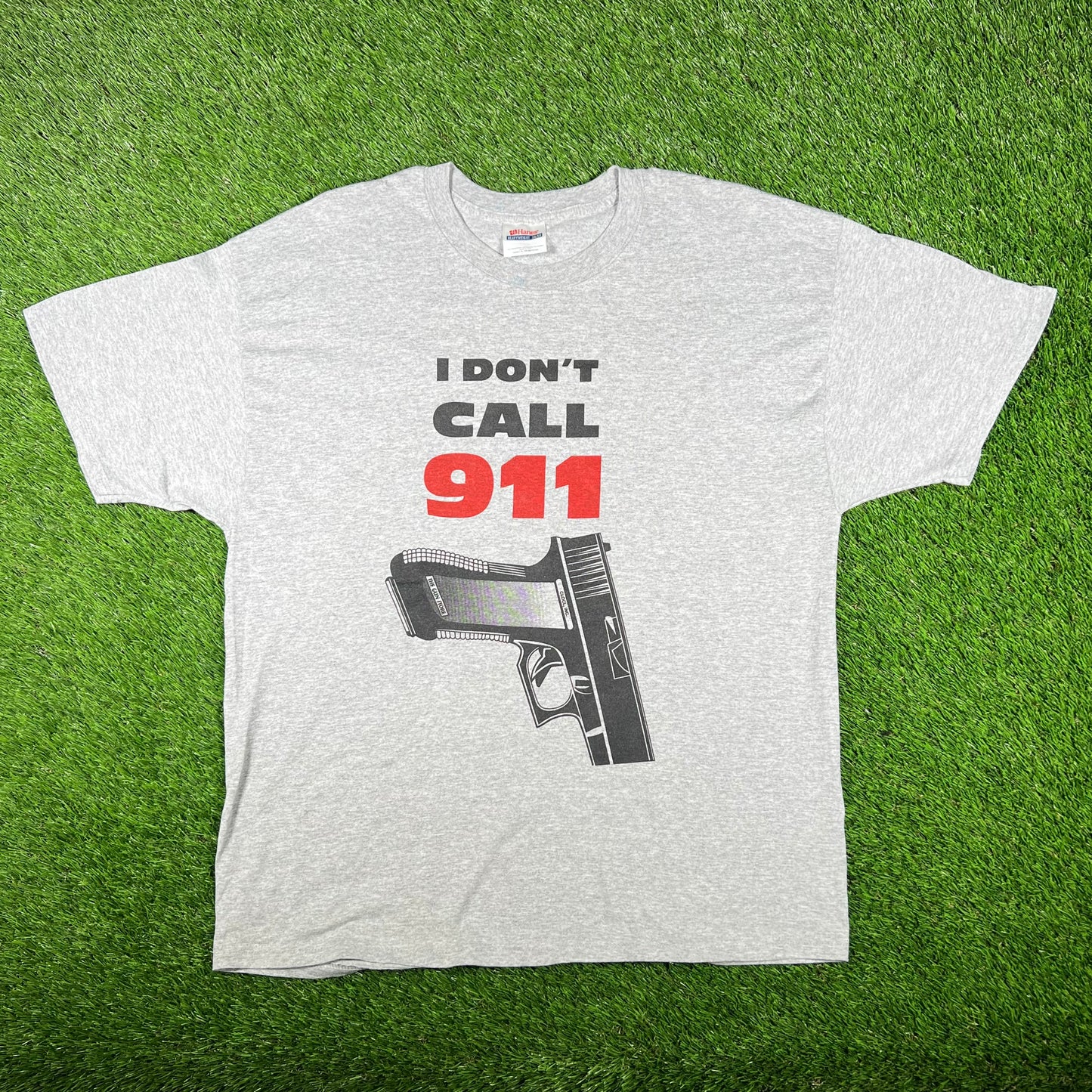 2010s "I Don't Call 911" Grey Glock Tee Size XL USED v17257