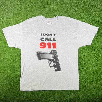 2010s "I Don't Call 911" Grey Glock Tee Size XL USED v17257