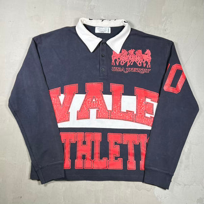 Vale Athletic Rugby Navy Longsleeve Polo Size Large USED x18925