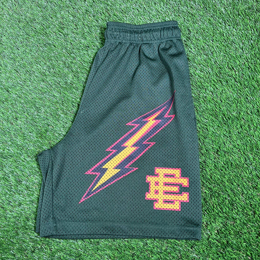 Eric Emanuel Yellow/Black Bolts Green Shorts Size XL USED x14749