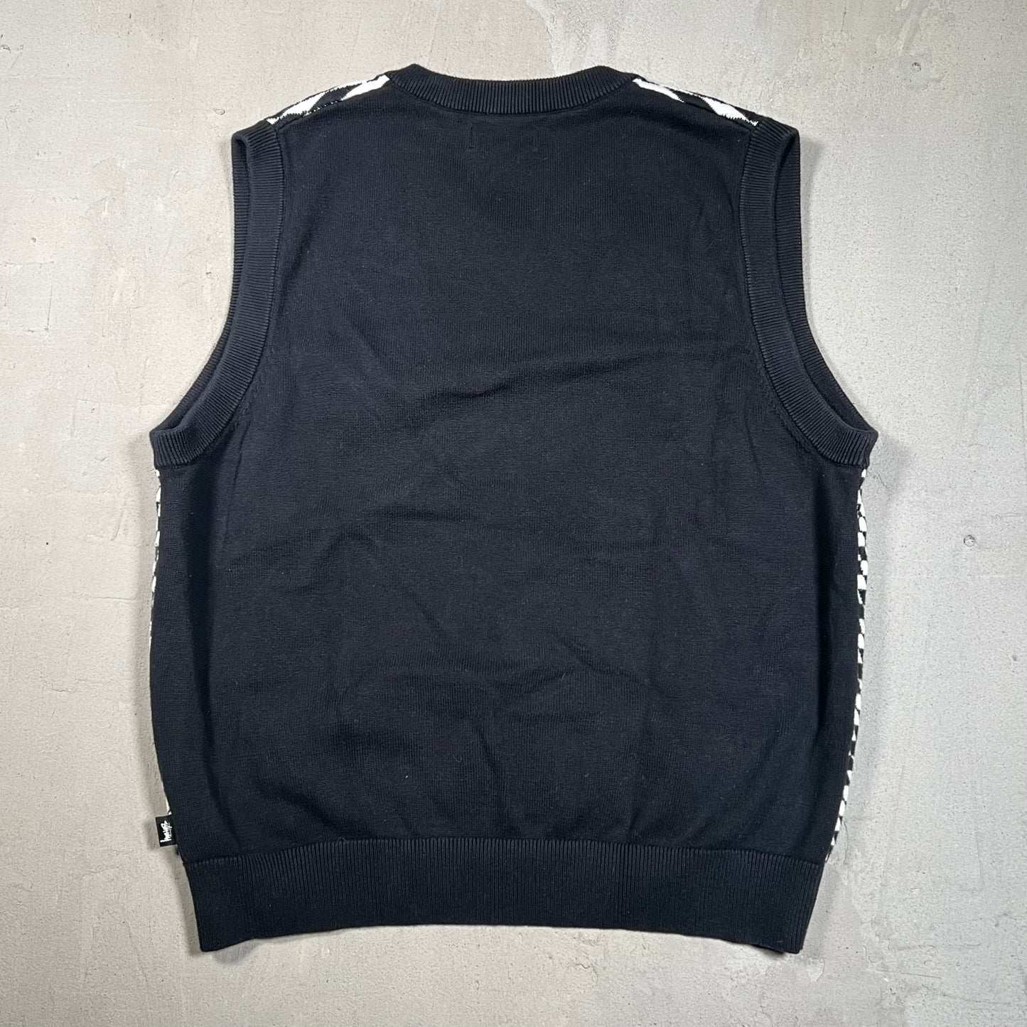 Stussy Psychedelic Checkered Sweater Vest Size Small USED x17441