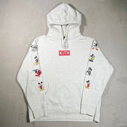 Kith Disney Mickey Sleeve Patches Hoodie Grey Size XL USED x18830