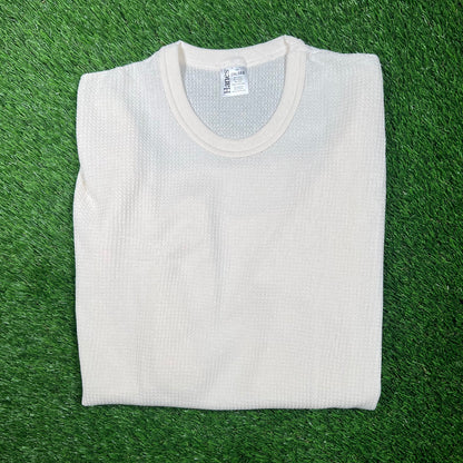 1990s Hanes White Thermal Longsleeve Size XXL USED v18706