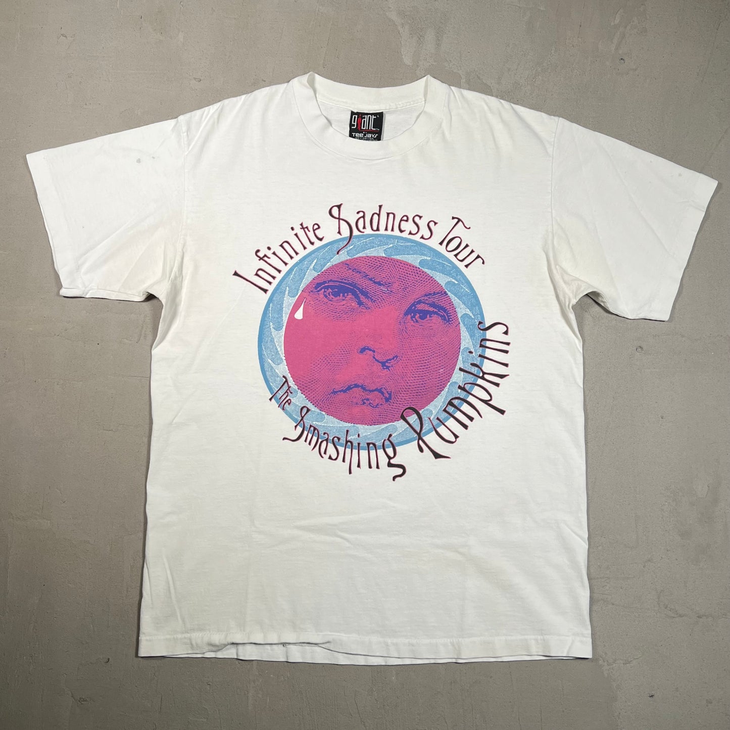 1996 Smashing Pumpkins Infinite Sadness Tour White Tee Size Large USED v19475
