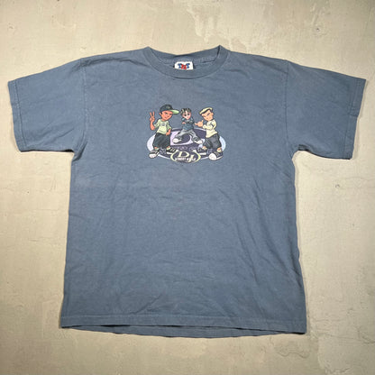 Y2K DJ Street Style Cartoon Blue Tee Size Small USED v19191