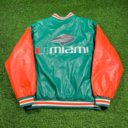 Miami Hurricanes Green Varsity Jacket SIze Large USED v18248
