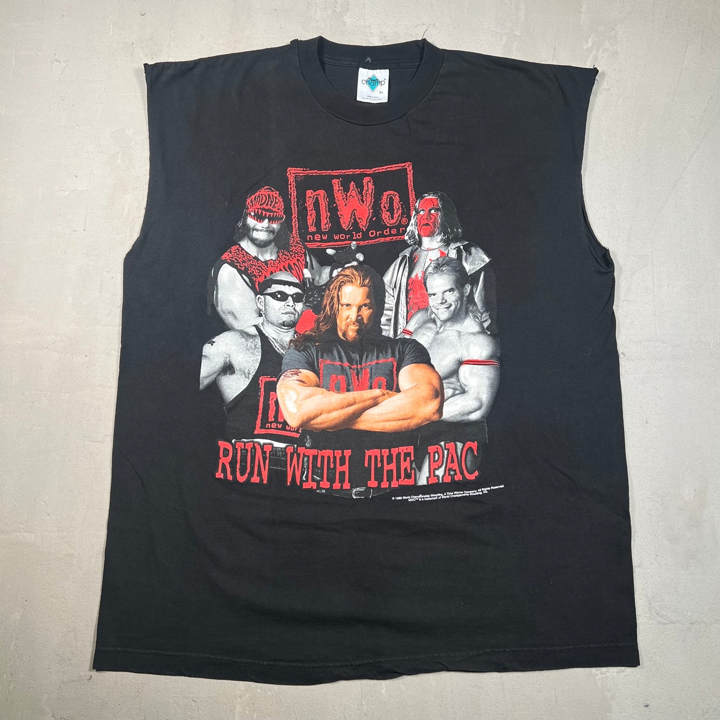 1998 NWO "Run with the Pack" Black Cutoff Tee Size XL USED v18978