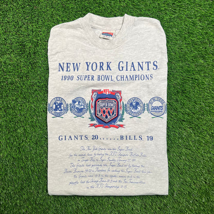 1990 New York Gaints "Super Bowl XXV Champions" Grey Tee Size Medium USED v18490