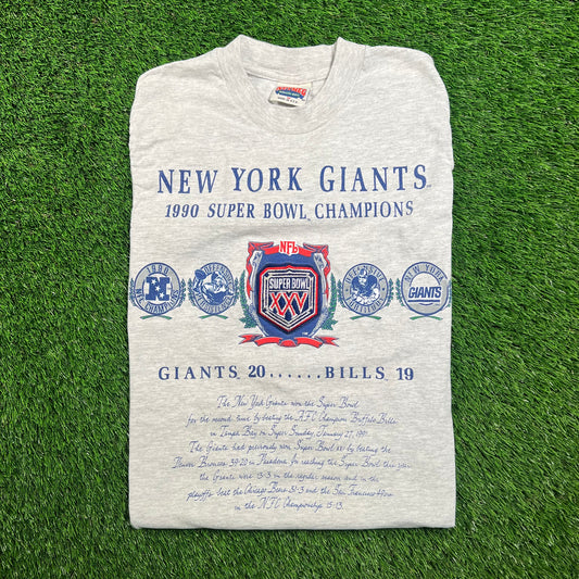 1990 New York Gaints "Super Bowl XXV Champions" Grey Tee Size Medium USED v18490