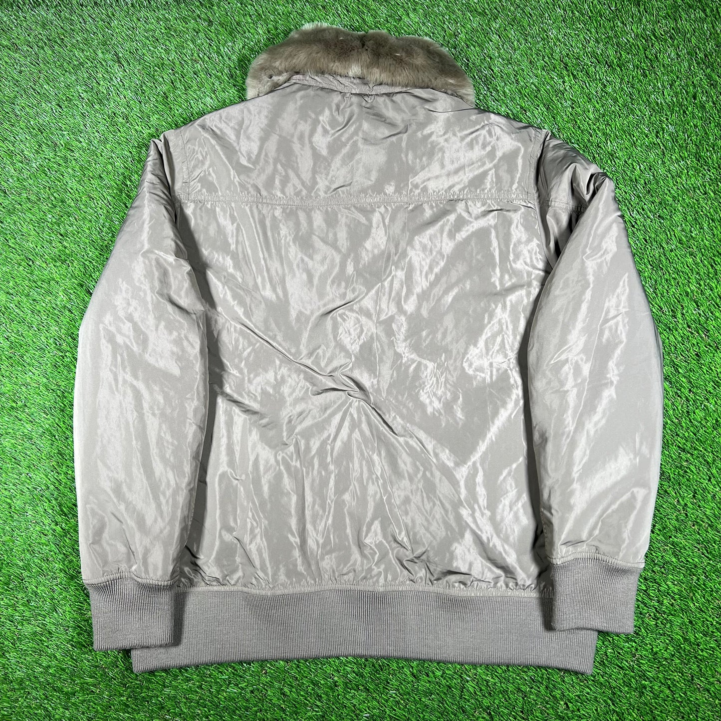 Stussy Quilted Goose Down Puffy Grey Jacket Size XL USED x14613