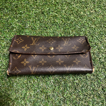 1990s Louis Vuitton Monogram Long Brown Wallet USED x14065