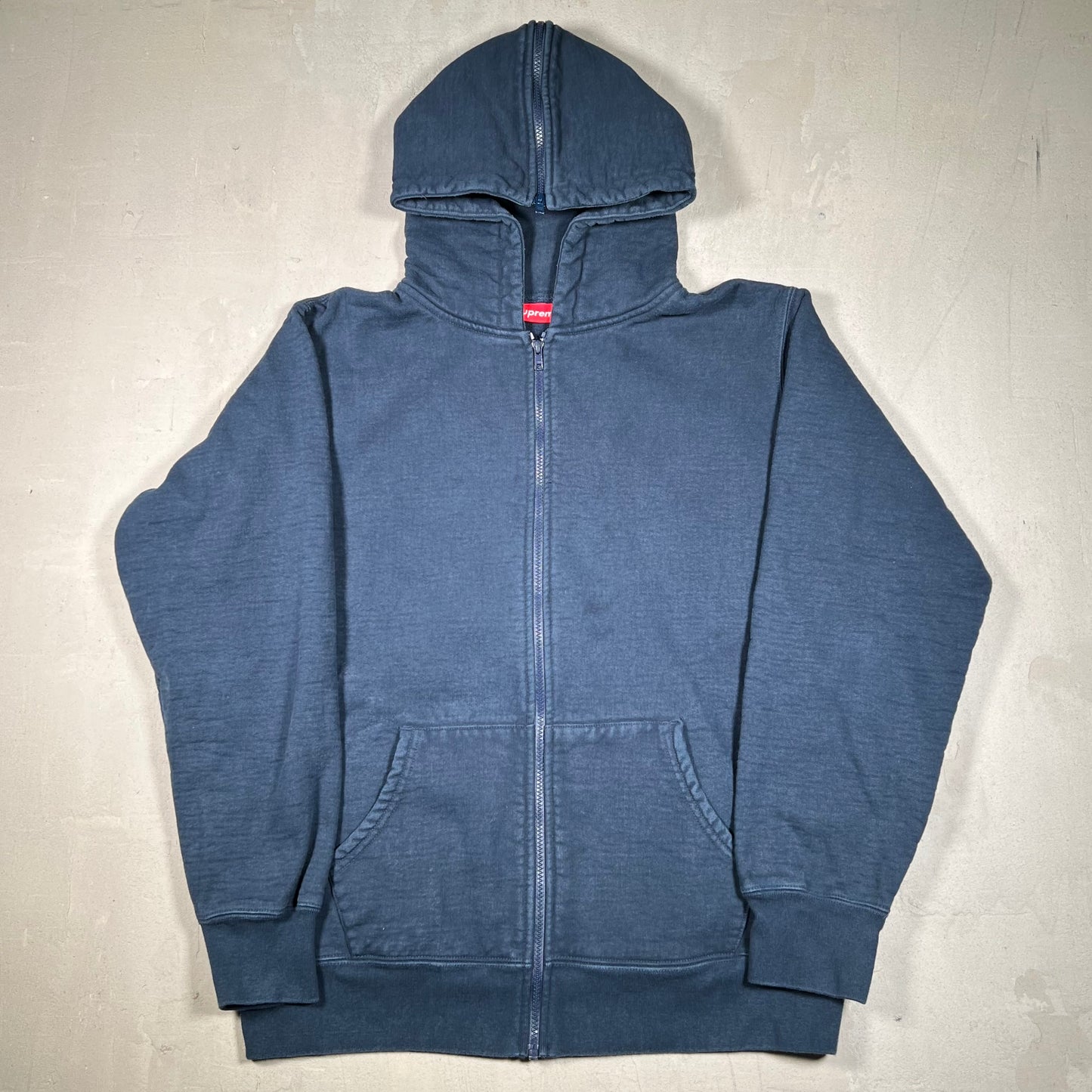 Supreme Zip Hooded Spellout Navy Blue Hoodie (2016) Size XL USED x16910