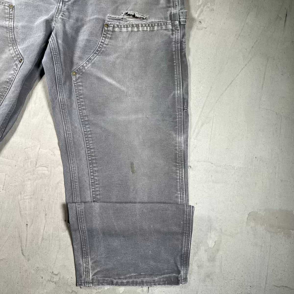 Y2K Carhartt Double Knee Workwear Grey Pants Size 36x30 USED v20334