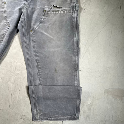 Y2K Carhartt Double Knee Workwear Grey Pants Size 36x30 USED v20334