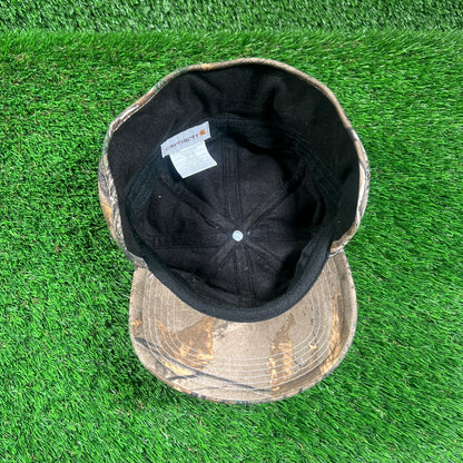 Y2K Carhartt Woodland Camo Hat w/ Ear Covers USED v18424