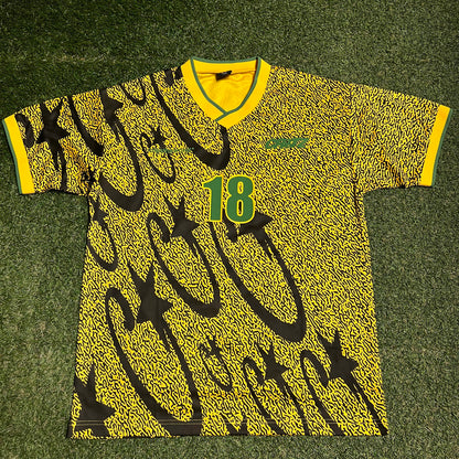 Corteiz Carni Stellations Yellow/Green Football Jersey Size Large NEW x13928