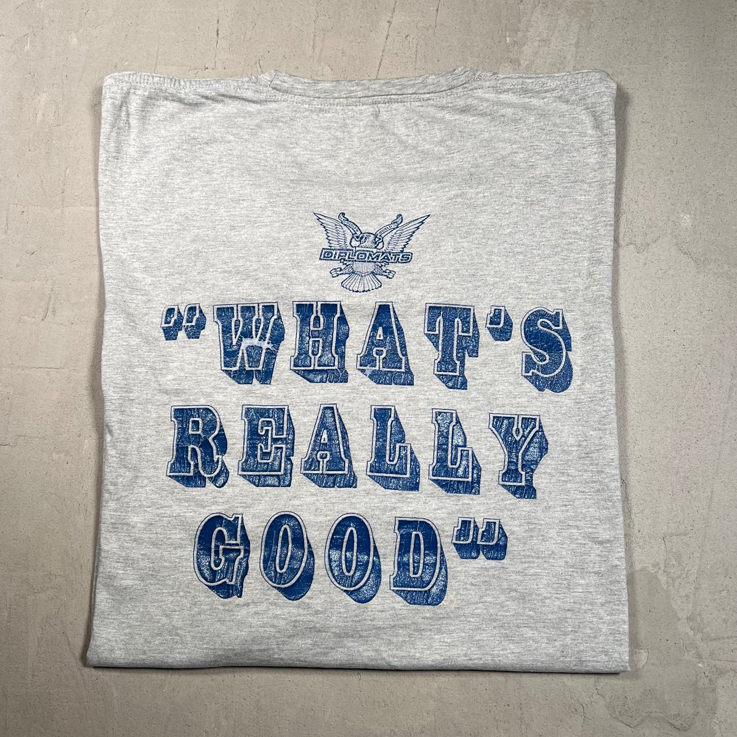 Y2K Diplomats Whats Really Good Grey Longsleeve Size XL USED v18332
