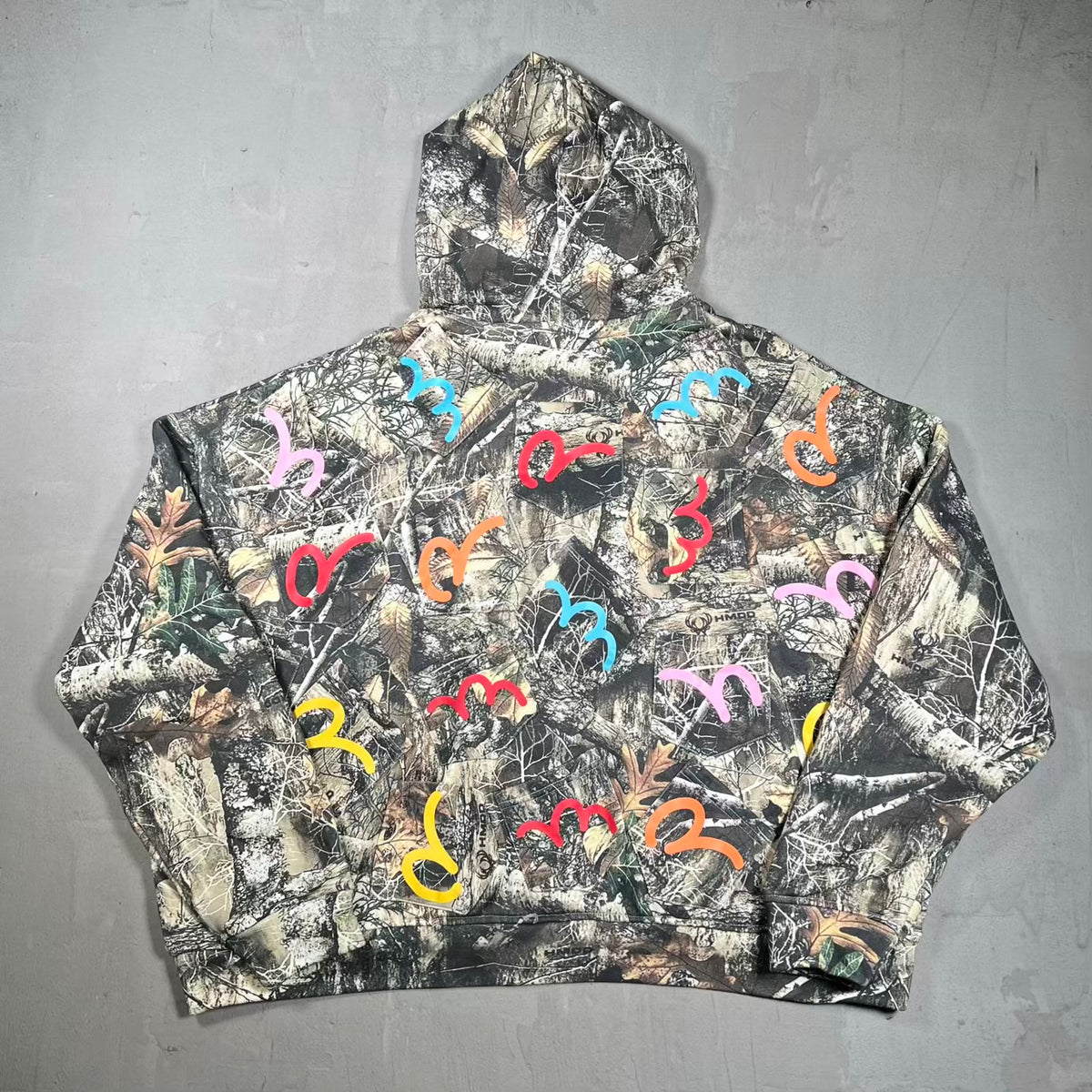 HMDD Camo Multi Pocket Zip Up Hoodie Size Large USED x18680
