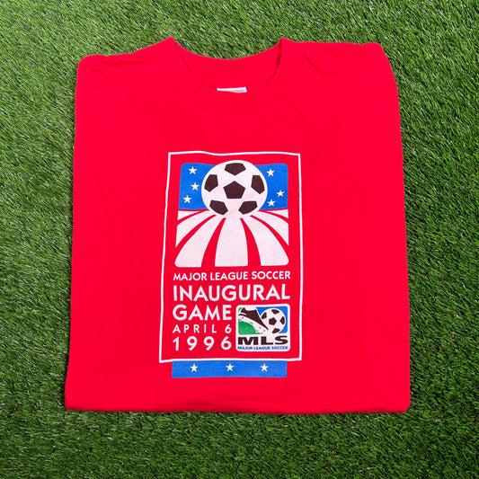 1996 Nike MLS Inaugural Game Red Tee Size XL USED v17967