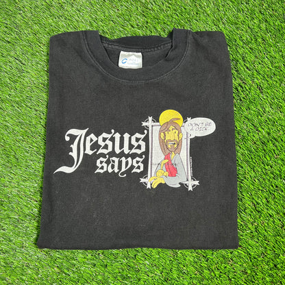 2006 Jesus Says Dont Be A Dick Black Tee Size Medium USED v16579