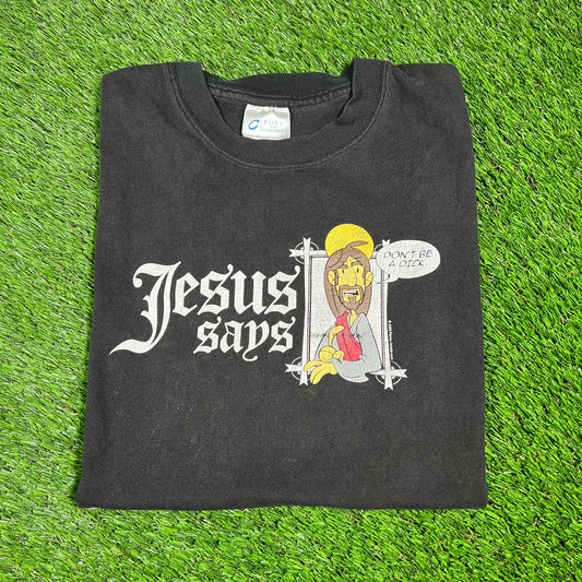 2006 Jesus Says Dont Be A Dick Black Tee Size Medium USED v16579