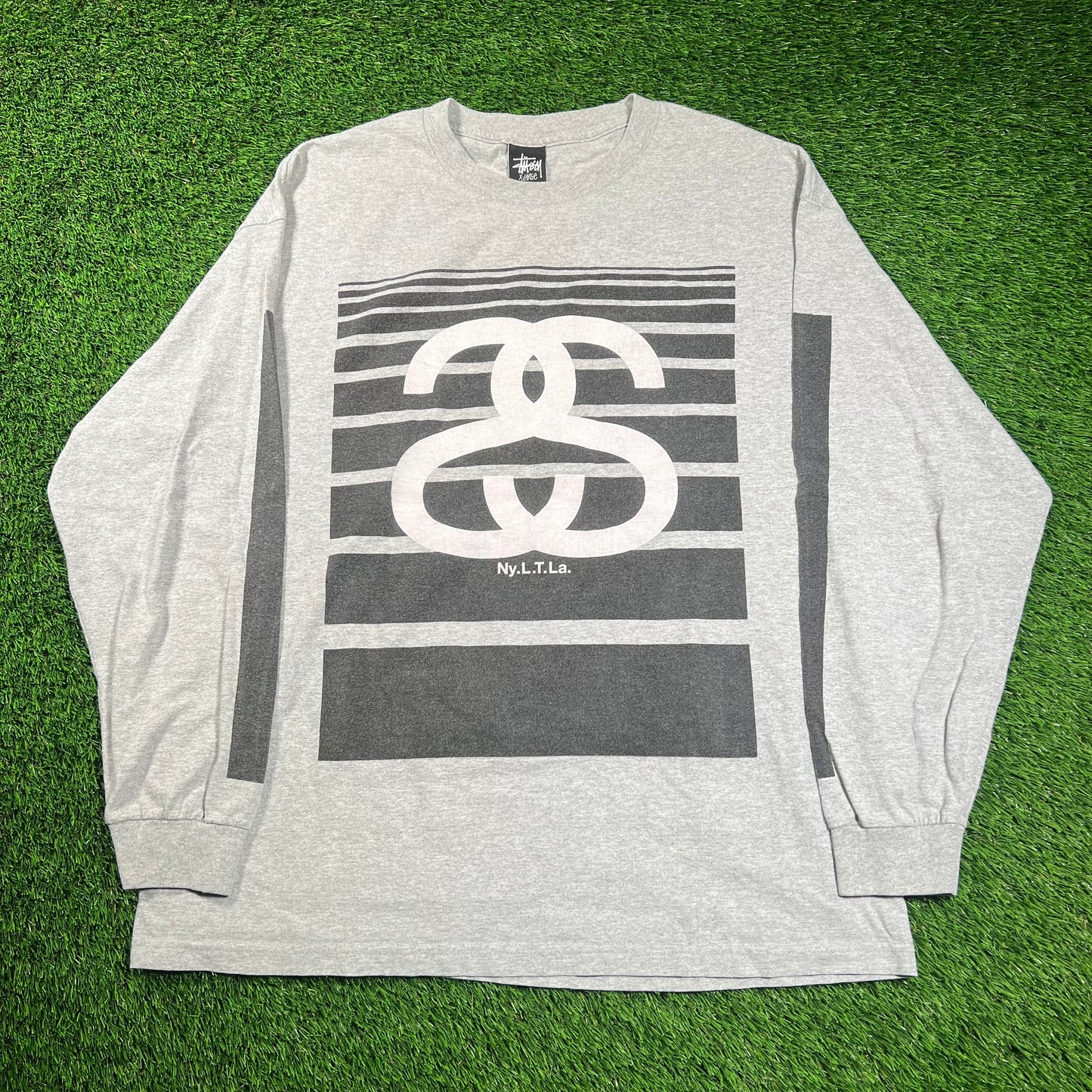 Y2K Stussy "Double S" Logo Grey Longsleeve Size XL x16476