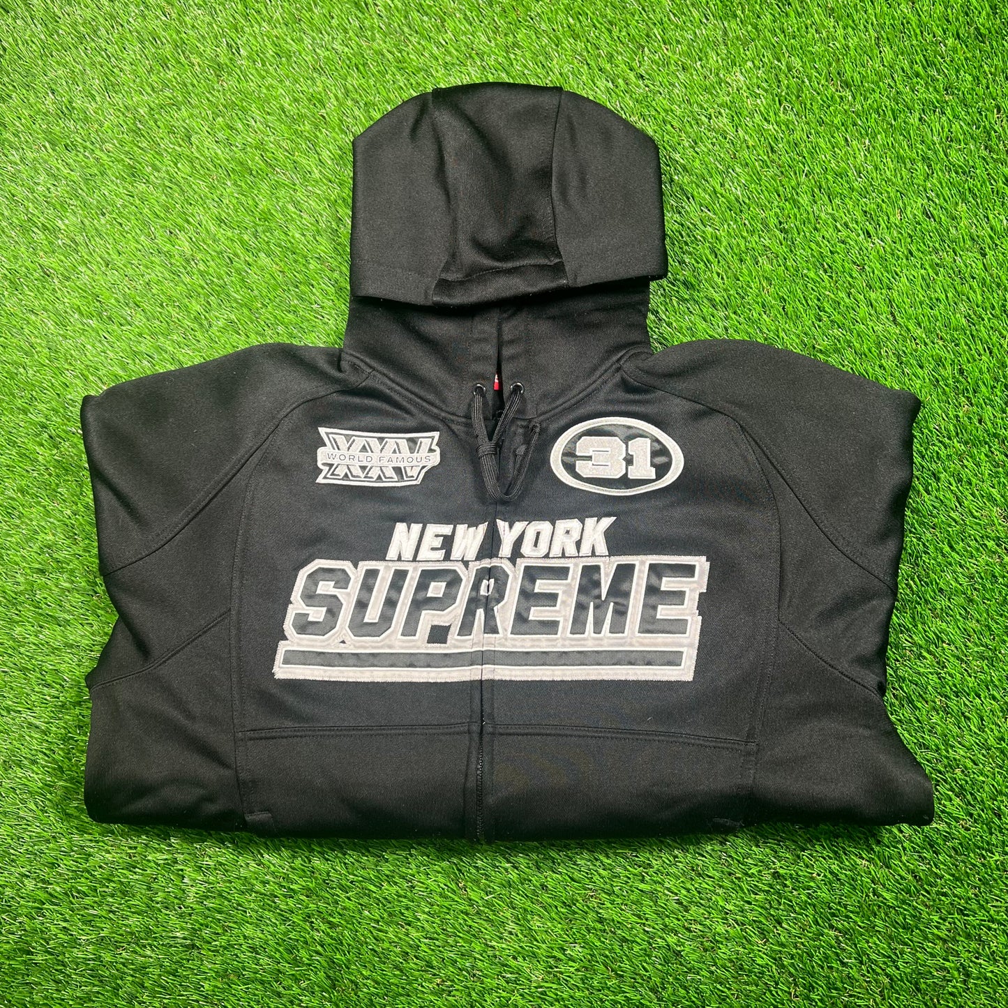 Supreme Black FootBall Zip Up Hoodie (2025) Size Small USED x16726