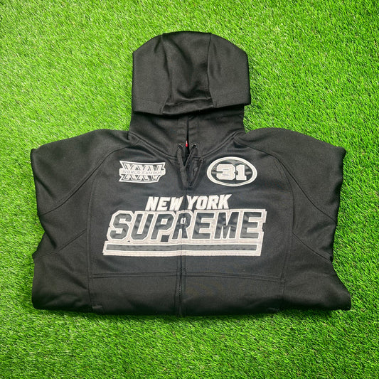 Supreme Black FootBall Zip Up Hoodie (2025) Size Small USED x16726