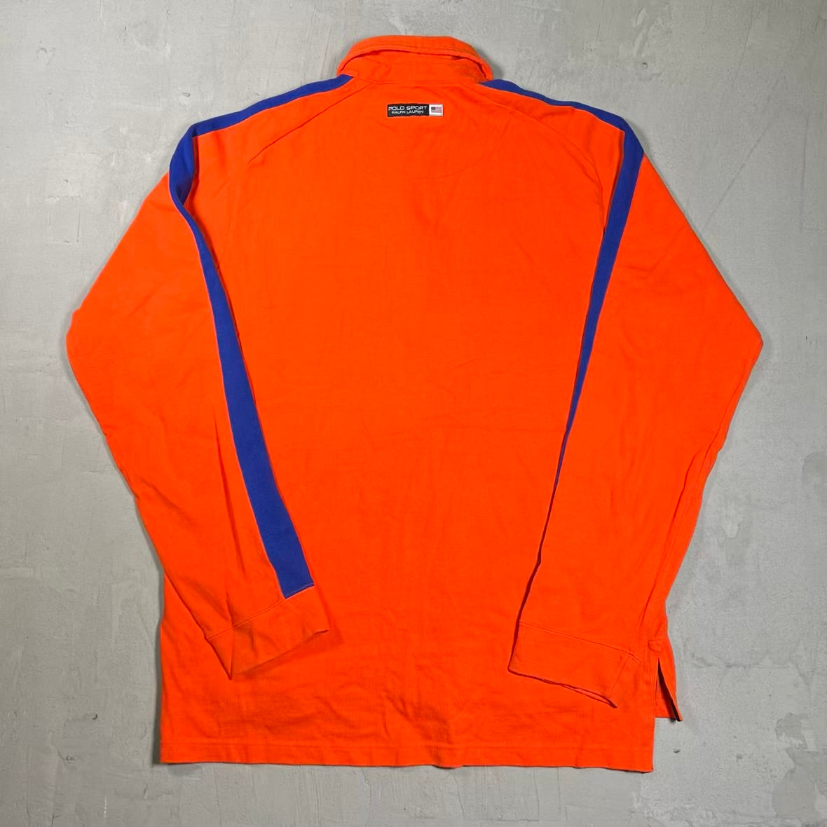 Y2K Polo Sport Raloh Lauren Half Zip Orange Longsleeve Size Large USED v20353