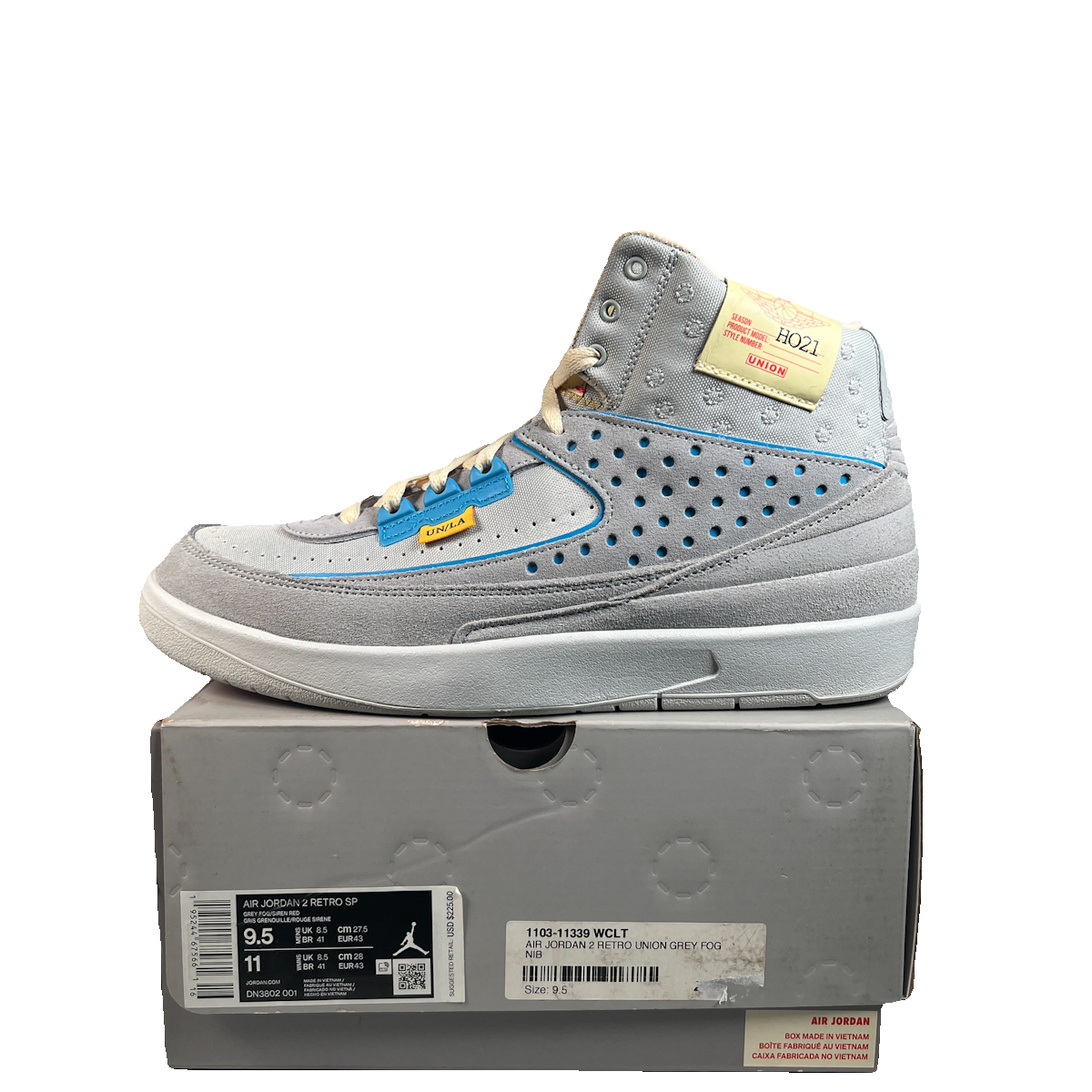 Jordan 2 Union LA Grey Fog (2021) Size 9.5 USED s22983