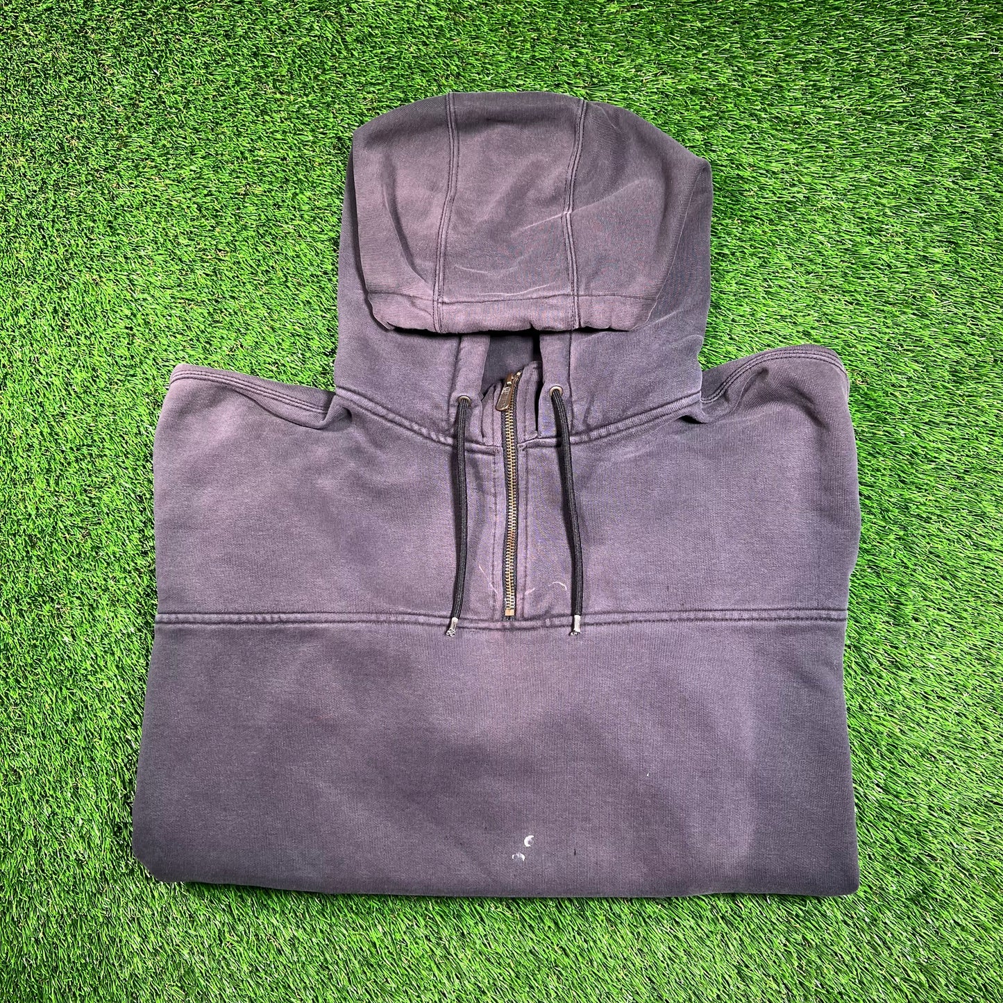 Y2K Carhartt Washed Black Half Zip Hoodie Size XL USED v18375