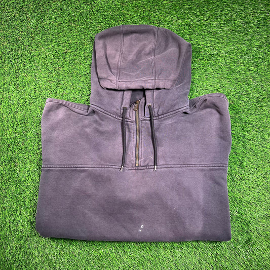 Y2K Carhartt Washed Black Half Zip Hoodie Size XL USED v18375
