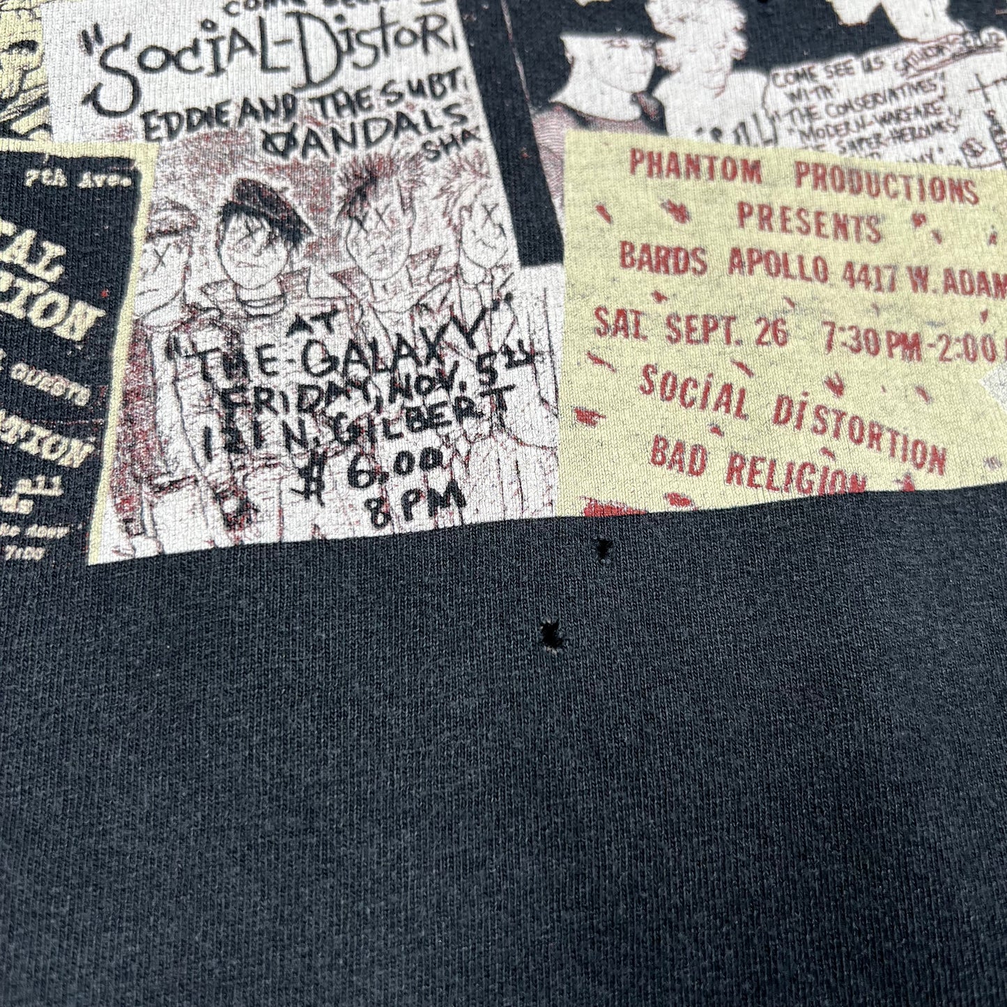 2000s Social Distortion Newspaper Clippings Black Tee Size XXL USED v16808