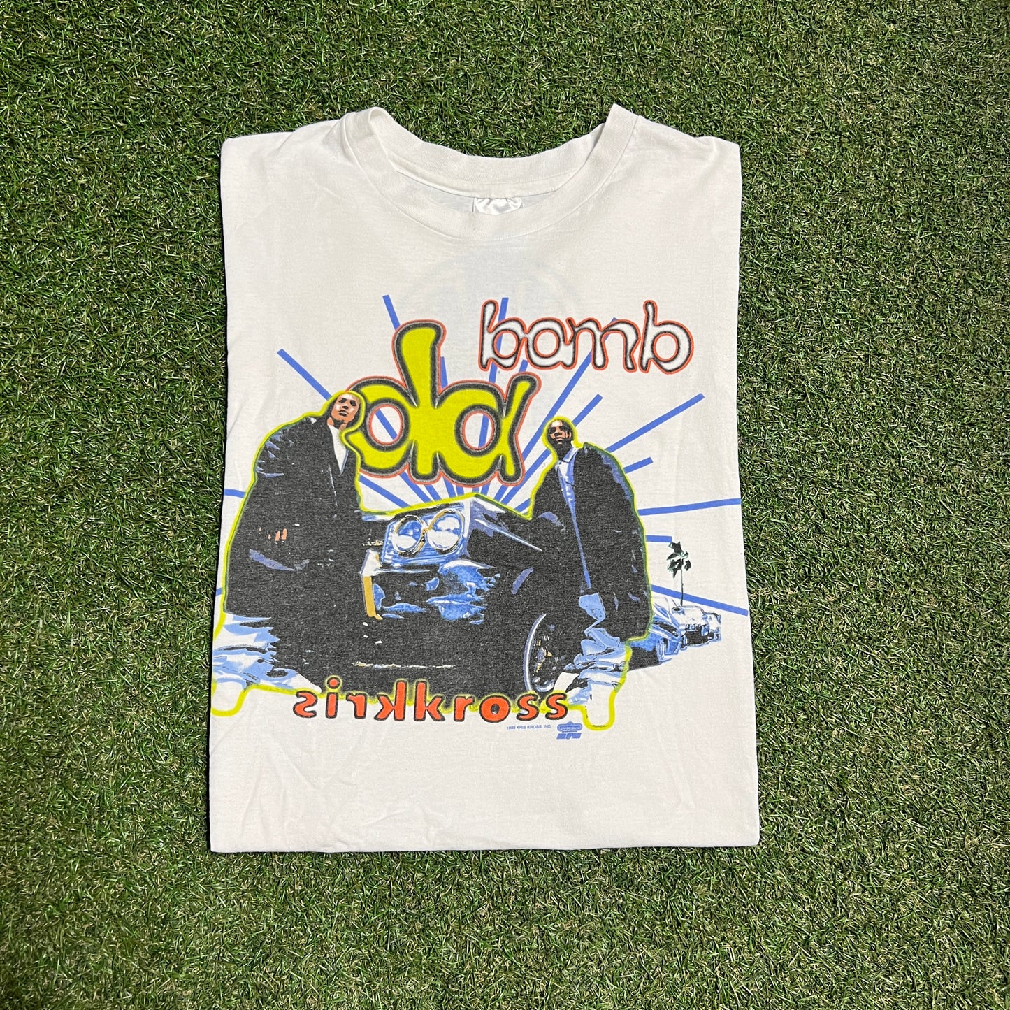 1993 KrissKross "Da Bomb" White Tee Size XL USED v16080